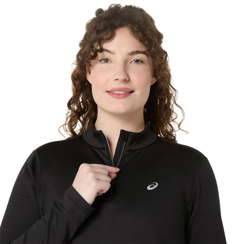 Core 1/2 Zip Winter Laufshirt Damen - schwarz