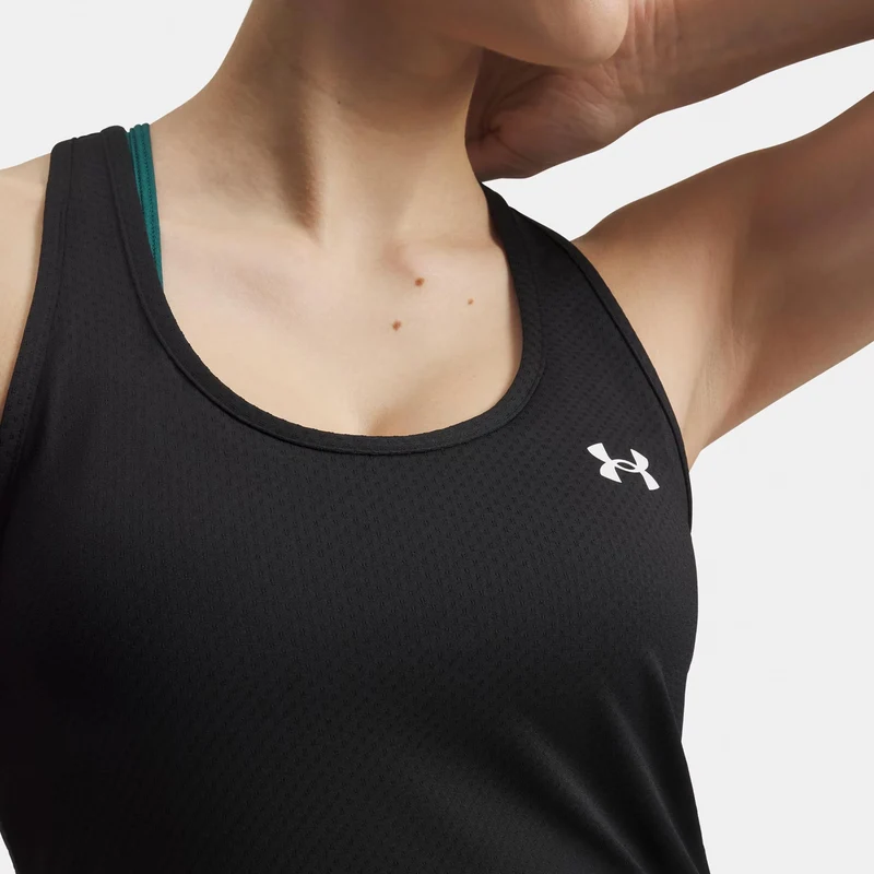 Tech Mesh Racer Tank-Top Damen-schwarz, weiß