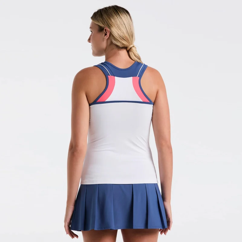 Colorblock Tank-Top Damen-Weiß,Blau