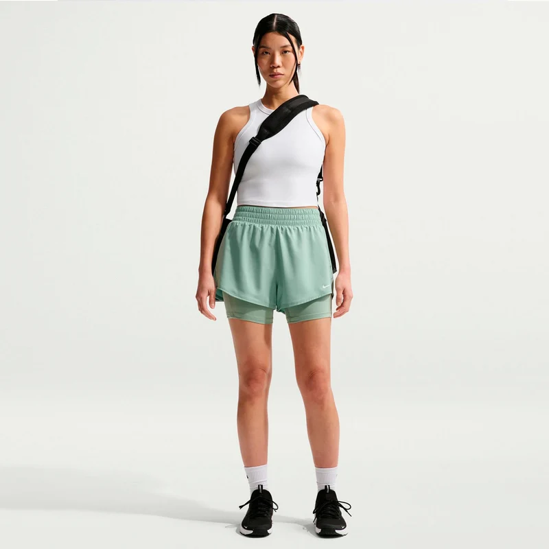 Dri-Fit One High Rise 2in1 3in Shorts Damen - salbei, weiß