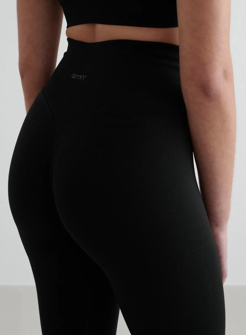 Black Shape Seamless Tights & Deep Cut Bra Set