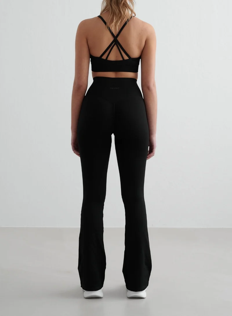 Black Shape Seamless Flare Tights & Cross Back Bra Set