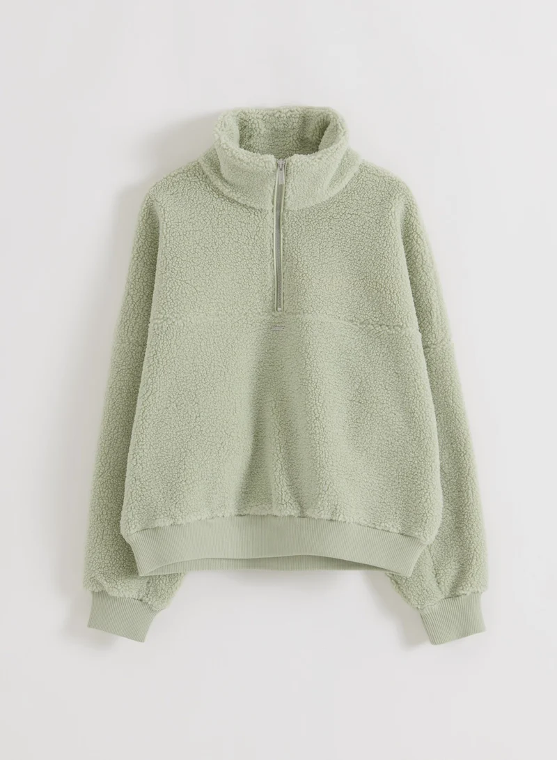 Pistachio Pile Half Zip