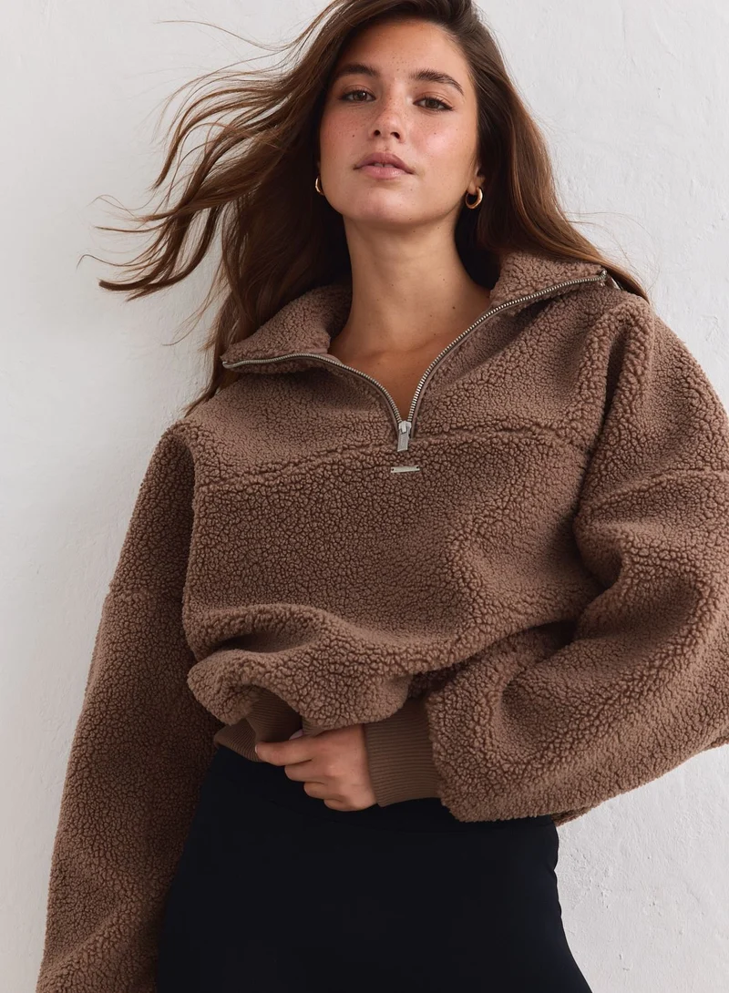 Hazelnut Pile Half Zip