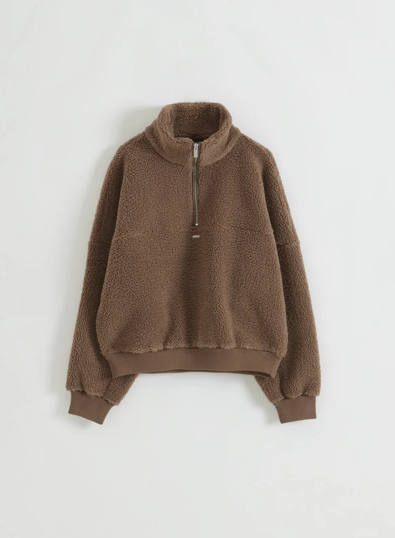 Hazelnut Pile Half Zip