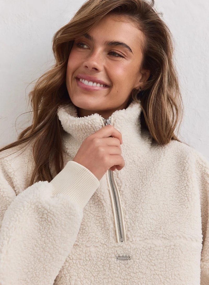 Cream Pile Half Zip