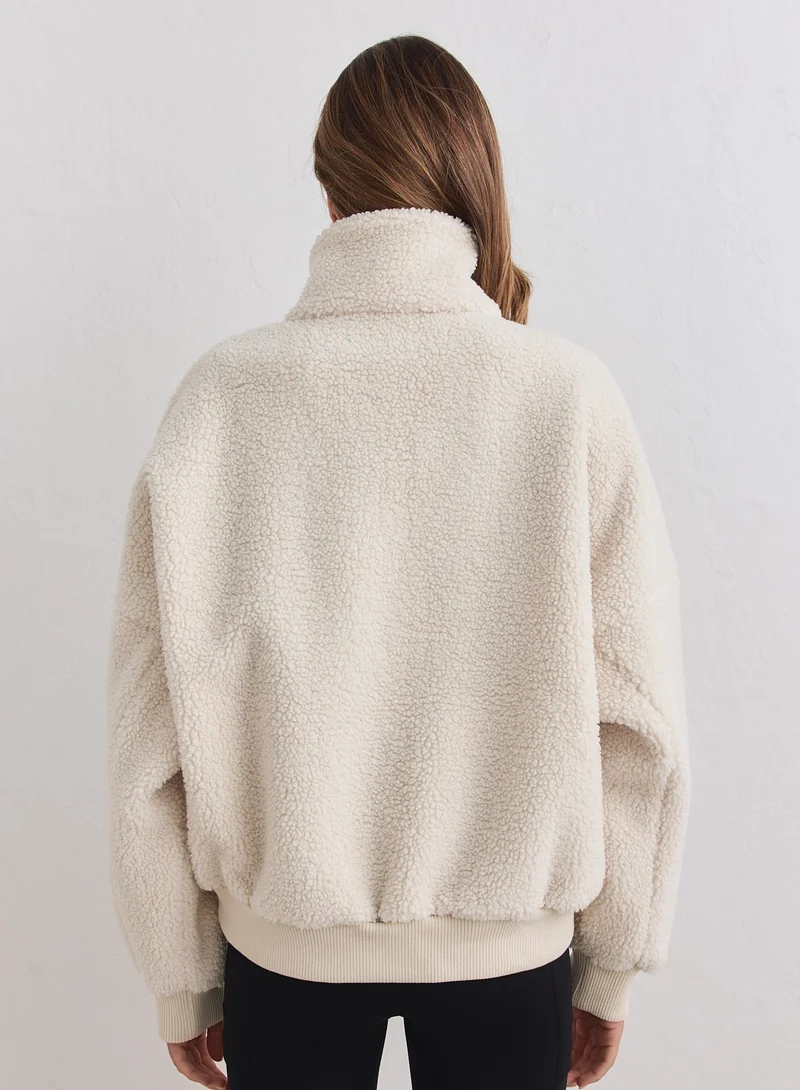 Cream Pile Half Zip