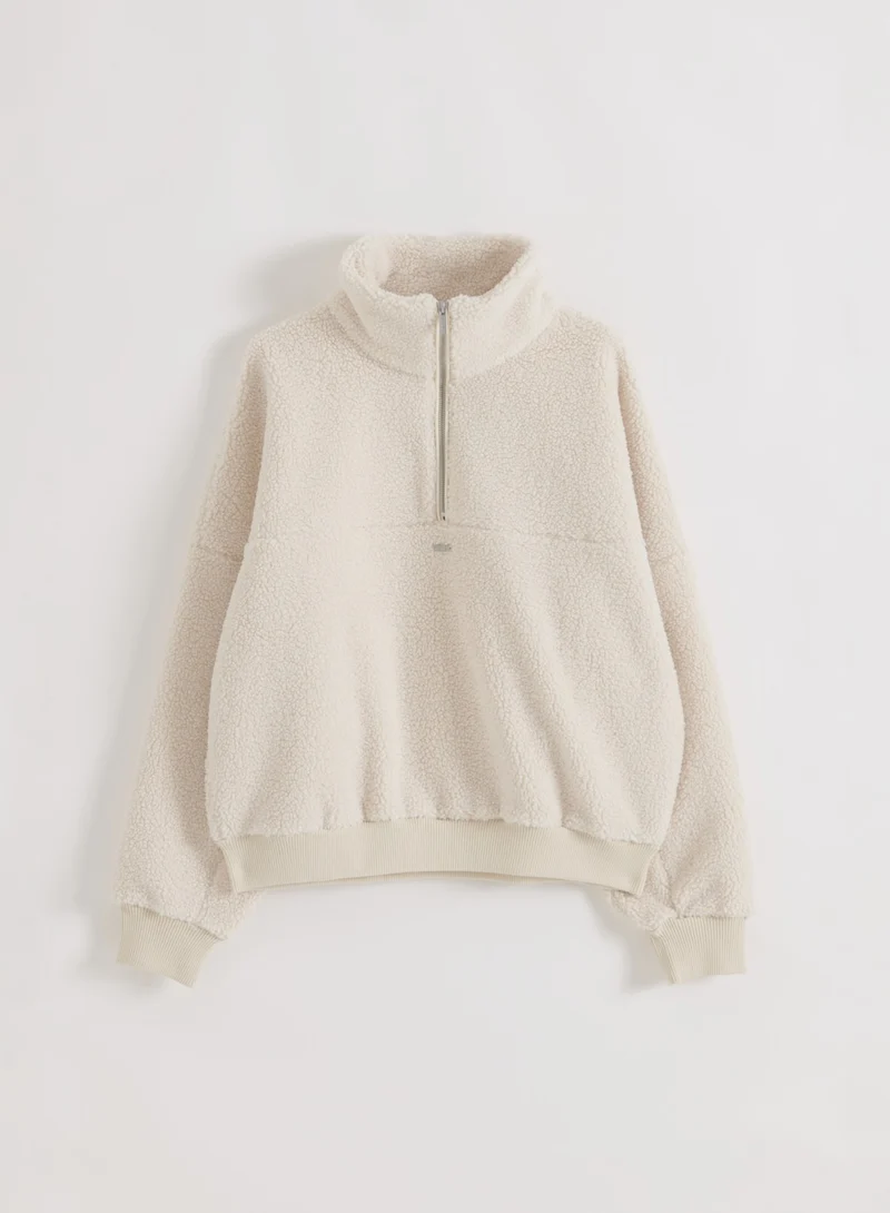 Cream Pile Half Zip
