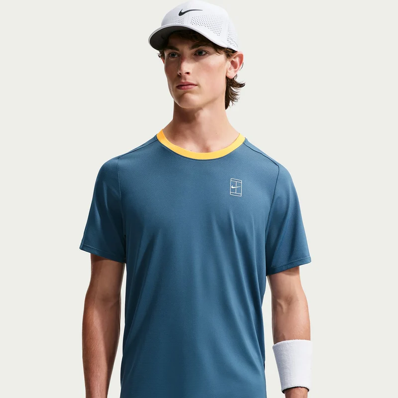 Court Dri-FIT Advantage T-Shirt Herren - blaugrau, gelb