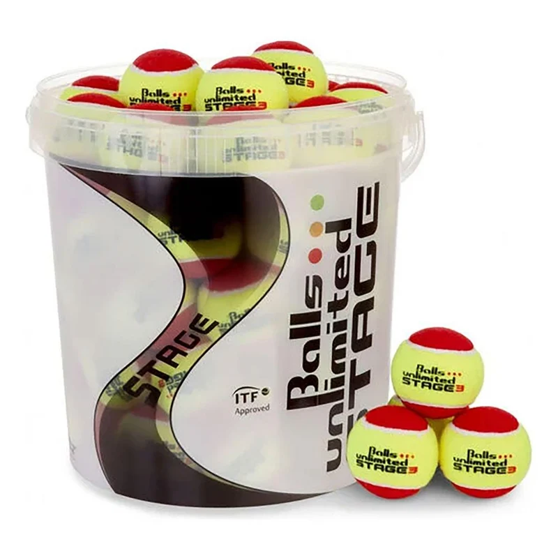 Tennisbälle Stage 3 60er Beutel - gelb/rot inklusive Balleimer