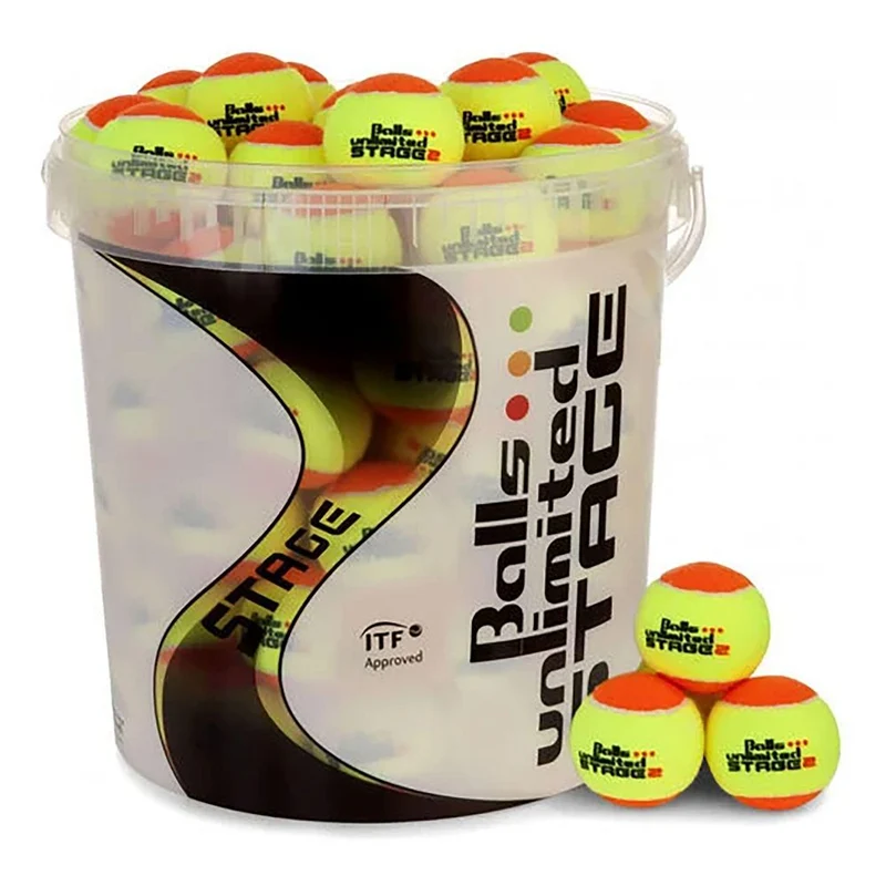 Tennisbälle Stage 2 60er Beutel - gelb/orange inklusive Balleimer