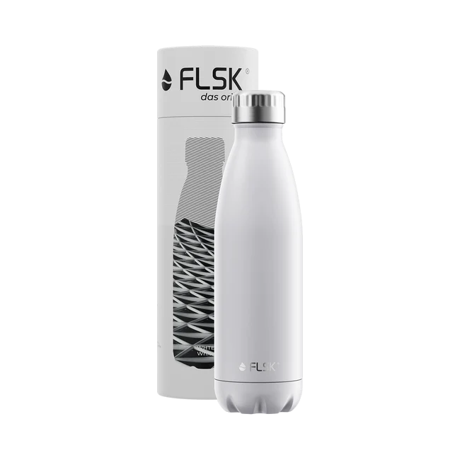 FLSK Edelstahl Trinkflasche Weiß 500ml - Isoliert & Robust