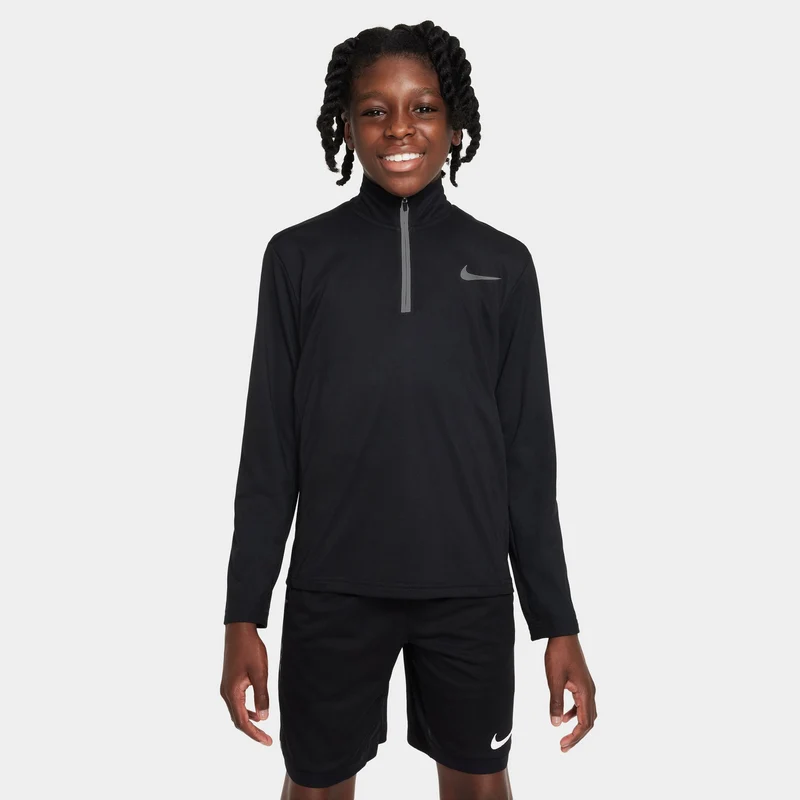 Dri-Fit Poly+ 1/4 Zip Longsleeve Jungen - schwarz,