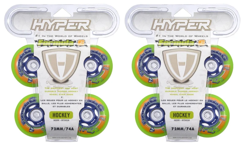 Hyper Inline Wheels Formula G Hockey Indoor 4er oder 8er Set Rollen - 72mm / 74 A lime green blue