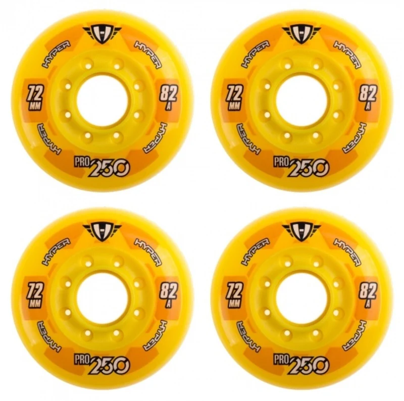 Hyper Inline Wheels Pro 250 Hockey Outdoor 4er oder 8er Set Rollen - 72mm / 82 A yellow