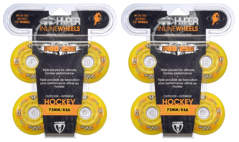 Hyper Inline Wheels Pro 250 Hockey Outdoor 4er oder 8er Set Rollen - 72mm / 82 A yellow