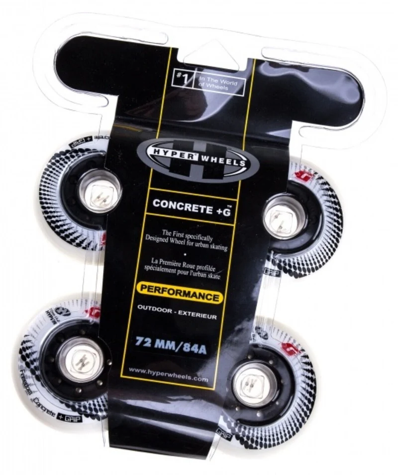 Hyper Wheels Concrete +Grip Performance Outdoor 4er oder 8er Set Rollen - 72mm / 84 A white