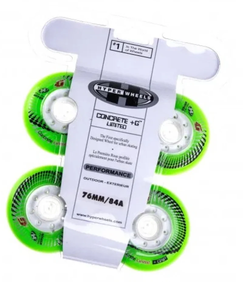 Hyper Wheels Concrete +Grip Limited Performance Outdoor 4er oder 8er Set Rollen - 76mm / 84 A neon green