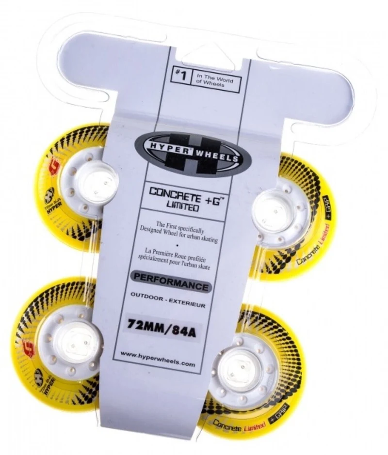 Hyper Wheels Concrete +Grip Limited Performance Outdoor 4er oder 8er Set Rollen - 72mm / 84 A yellow