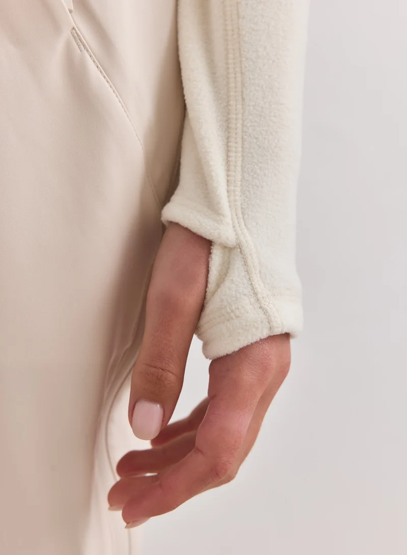 Cream Stretch Fleece Zip Jacket