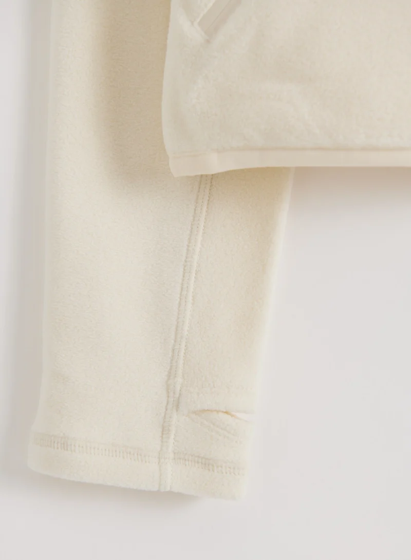 Cream Stretch Fleece Zip Jacket