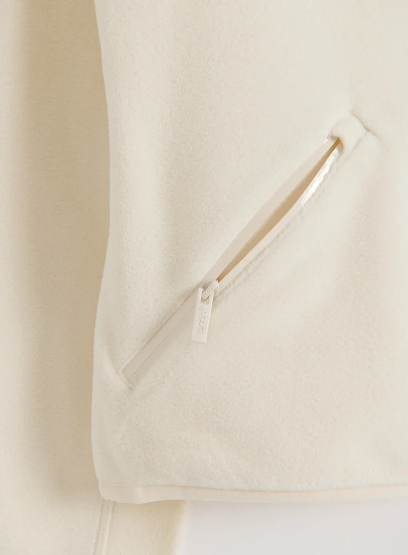 Cream Stretch Fleece Zip Jacket