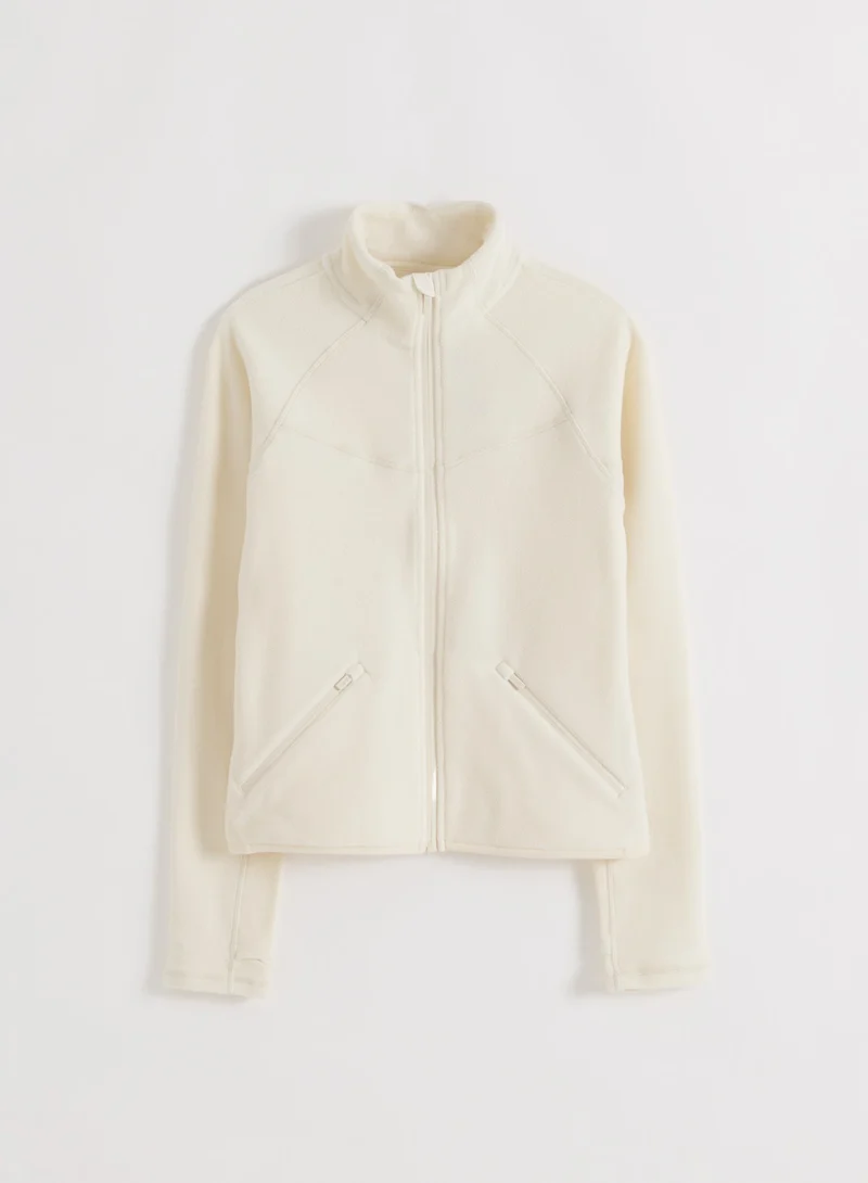 Cream Stretch Fleece Zip Jacket