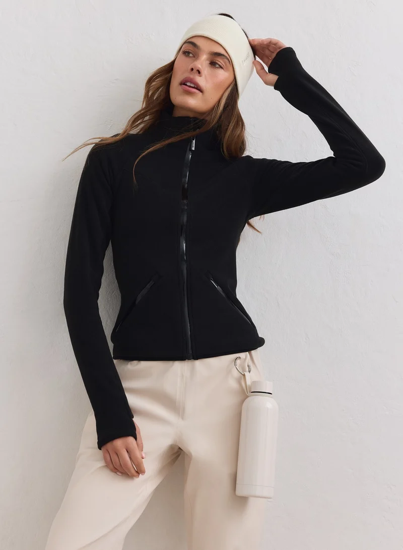 Black Stretch Fleece Zip Jacket