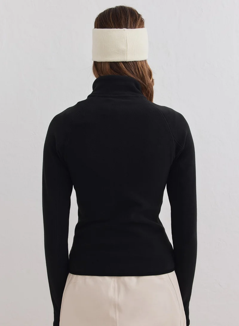 Black Stretch Fleece Zip Jacket