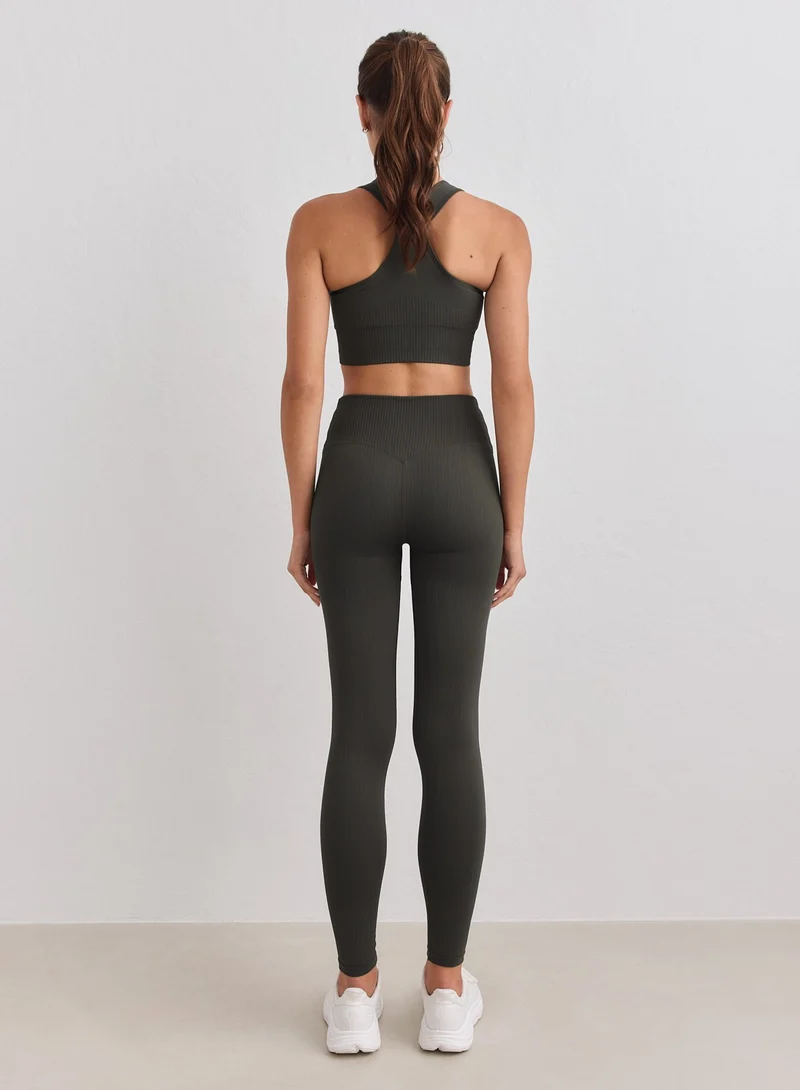 Dark Ivy Ribbed Seamless Tights