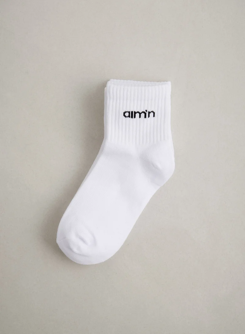 White Aim'n Logo Ankle Socks 3-pack