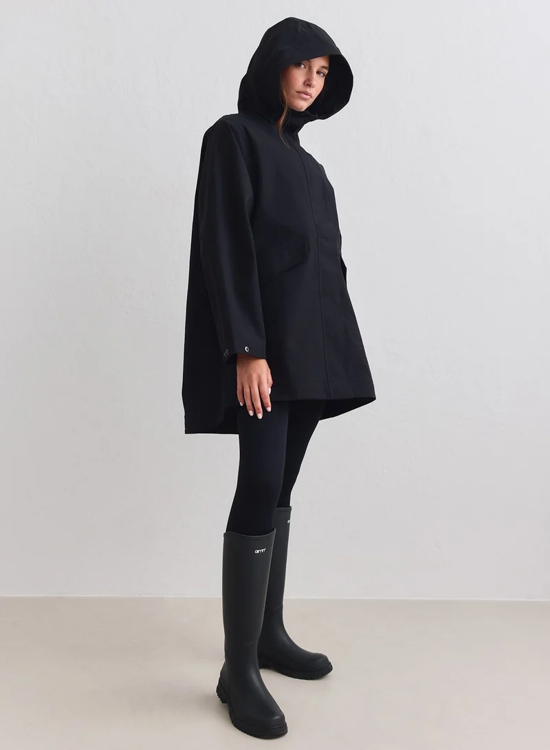 Black Waterproof Hood Jacket
