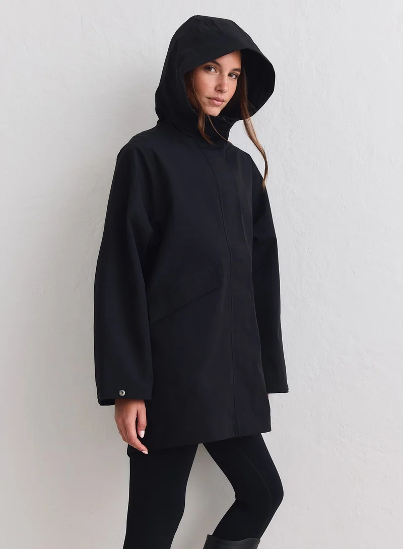 Black Waterproof Hood Jacket