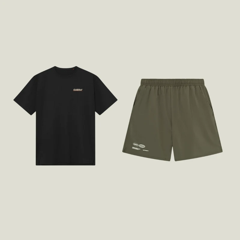 Oncourt Shorts & Lightweight T-Shirt Army & Schwarz Bundle