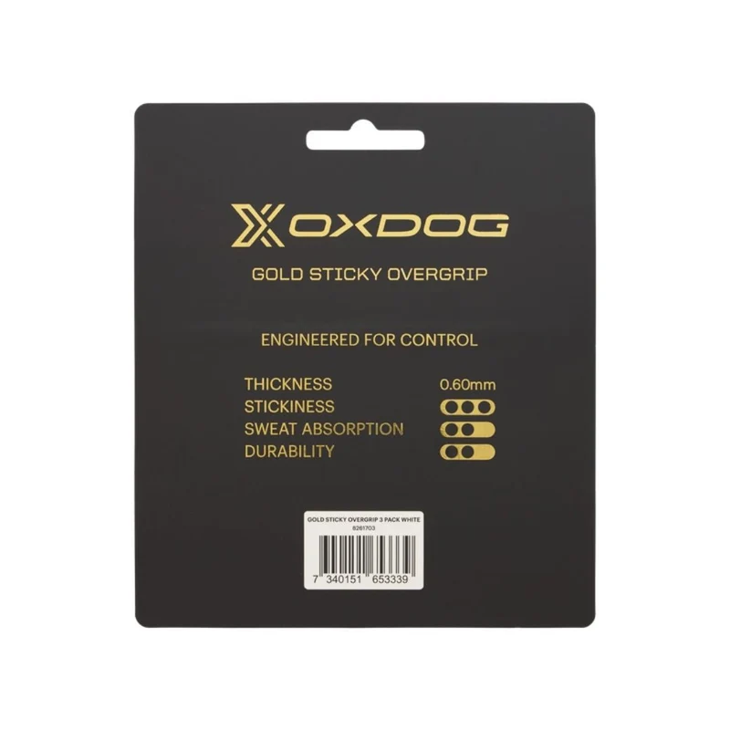 Oxdog Gold Sticky Overgrips (3-Pack, White)