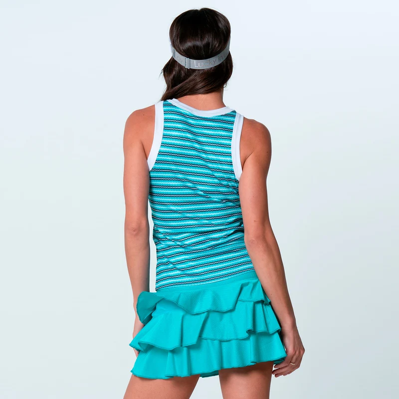 Linen Nouveau Vision Tank-Top Damen - türkis, weiß