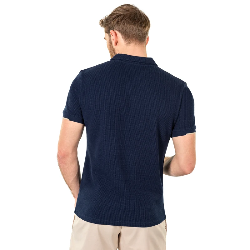 Polo Waffle Homme Marine