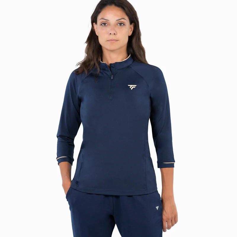 Sweat technique Thermo Zip Manche 3/4 Femme Marine