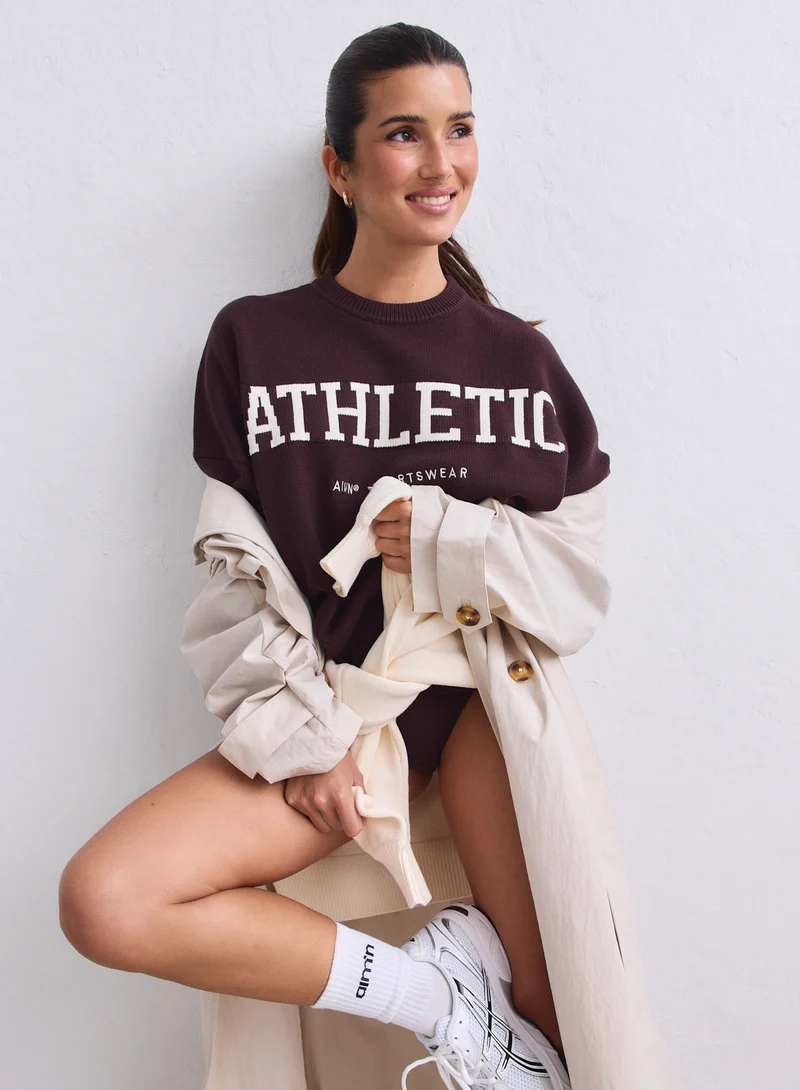 Chocolate Athletic Knit Sweatshirt