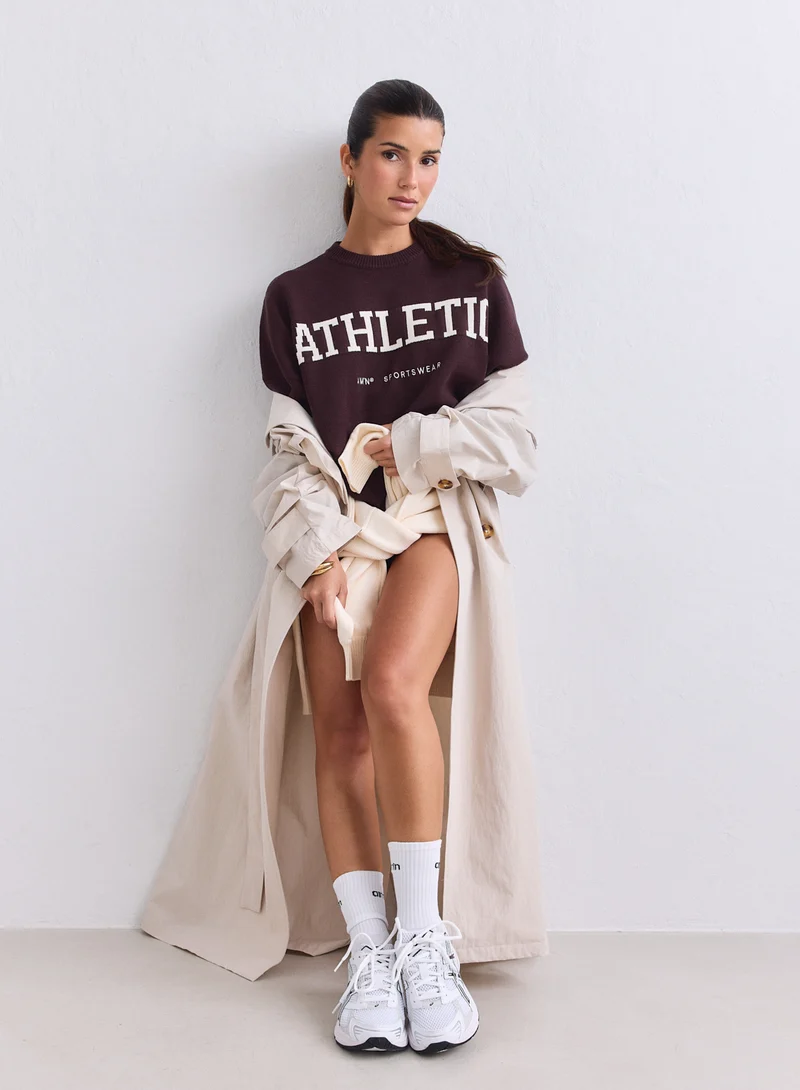 Chocolate Athletic Knit Sweatshirt