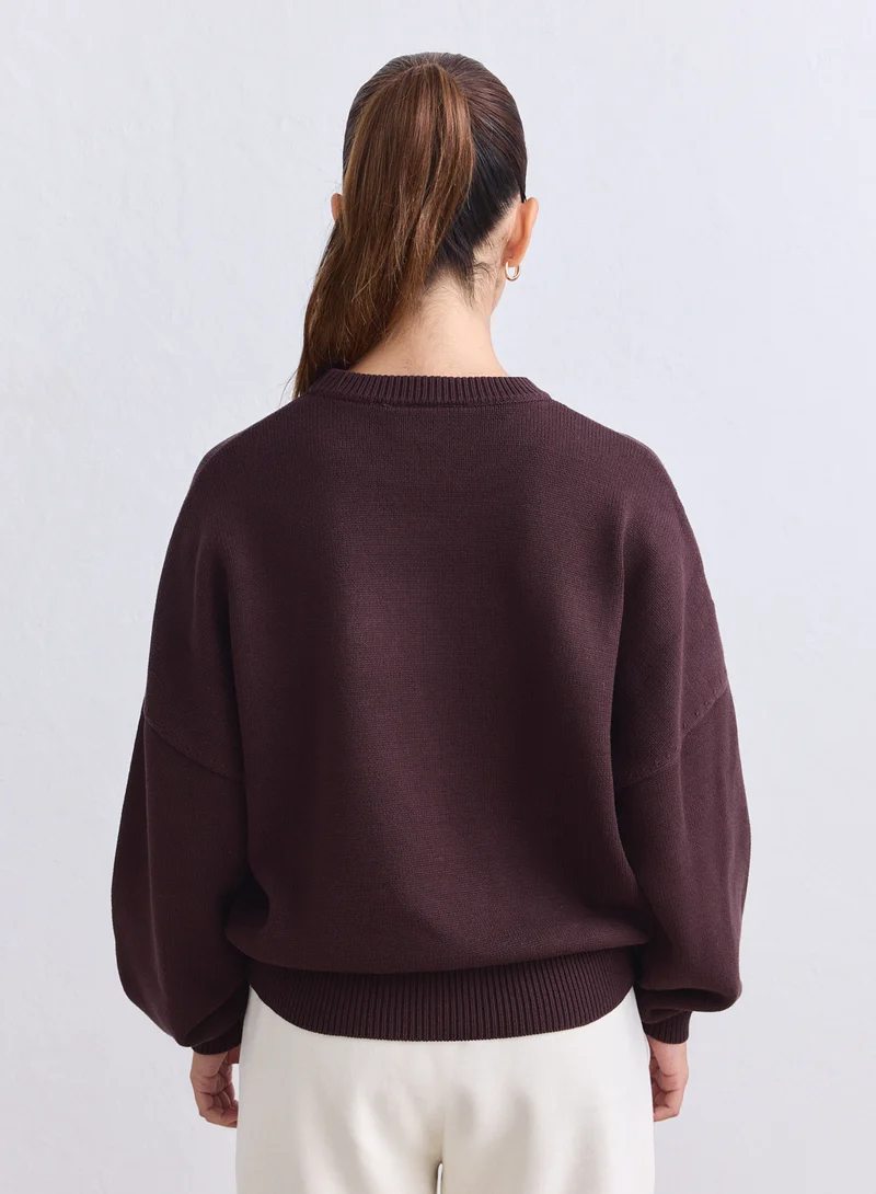 Chocolate Athletic Knit Sweatshirt