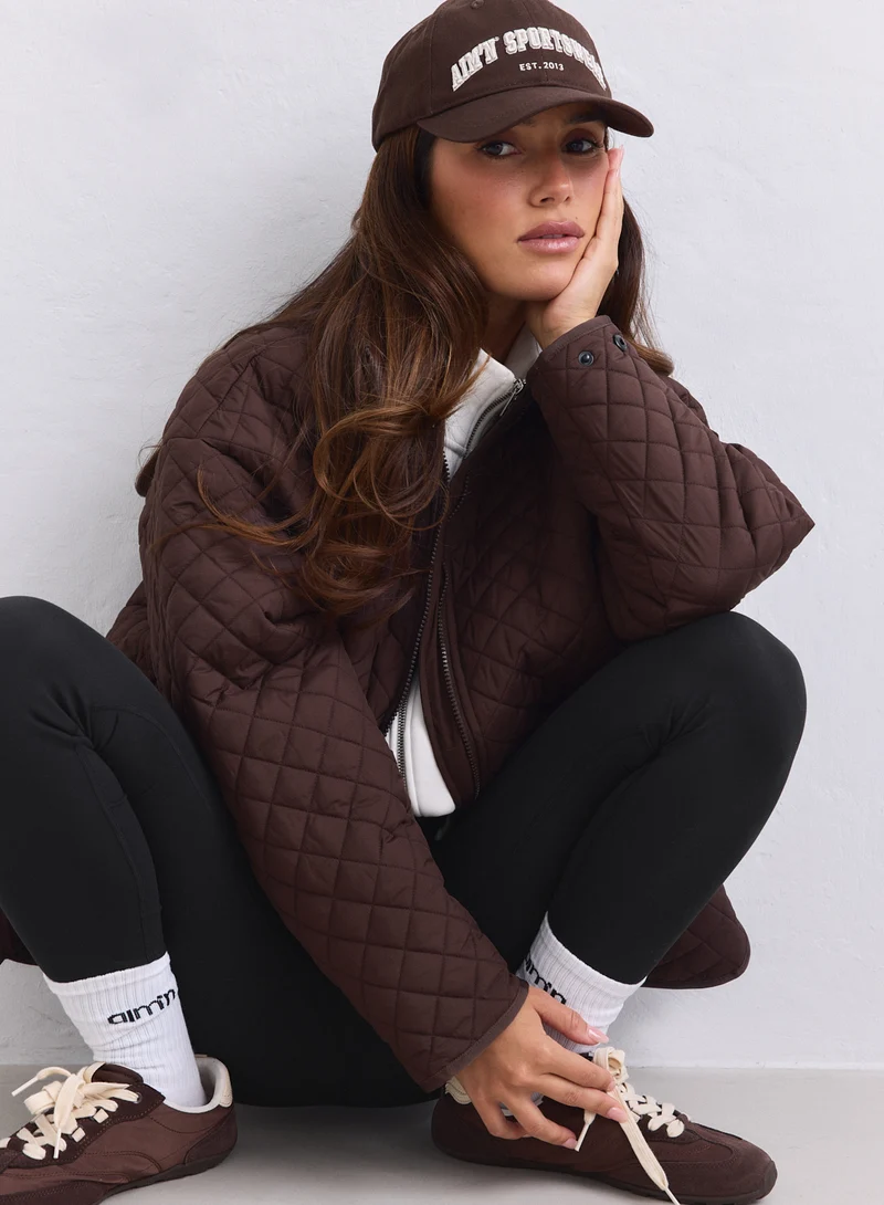 Chocolate Oversized Quilted Jacket