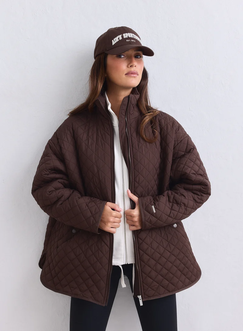 Chocolate Oversized Quilted Jacket