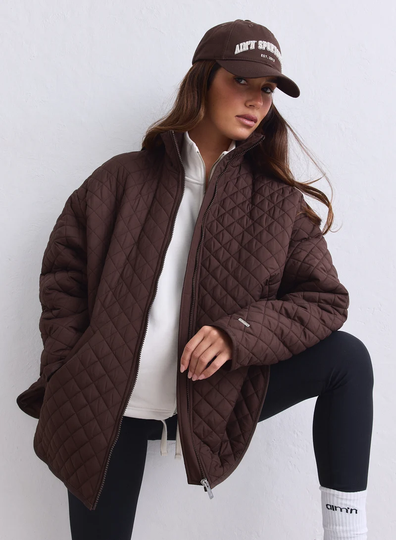 Chocolate Oversized Quilted Jacket