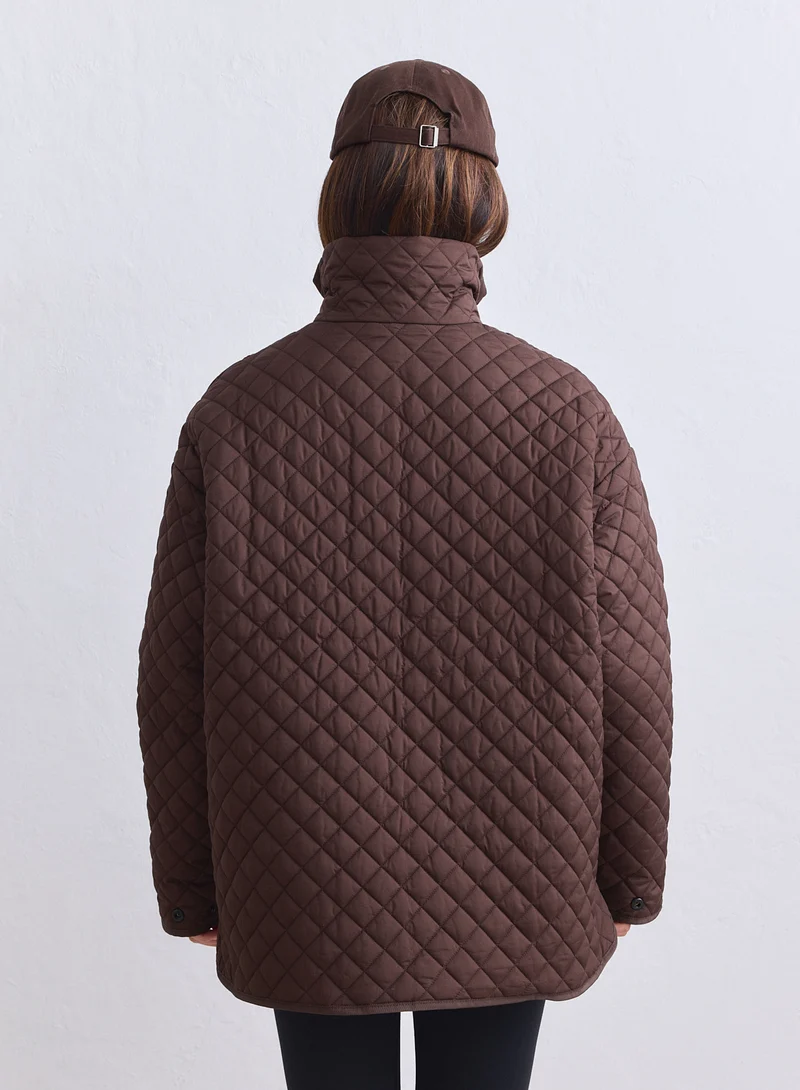 Chocolate Oversized Quilted Jacket