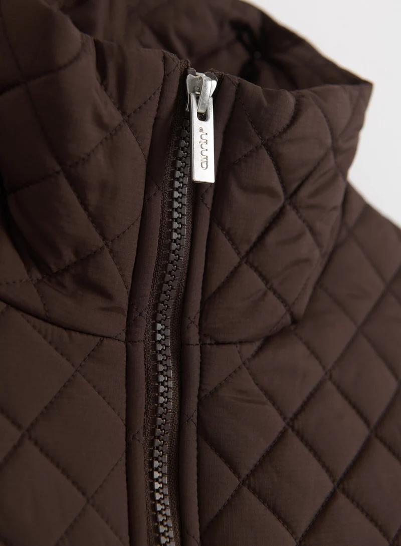 Chocolate Oversized Quilted Jacket