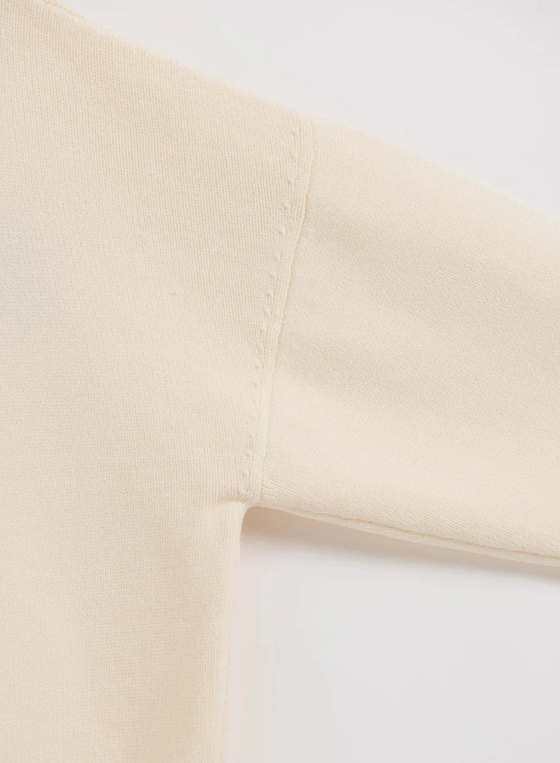 Cream Athletic Knit Sweatshirt