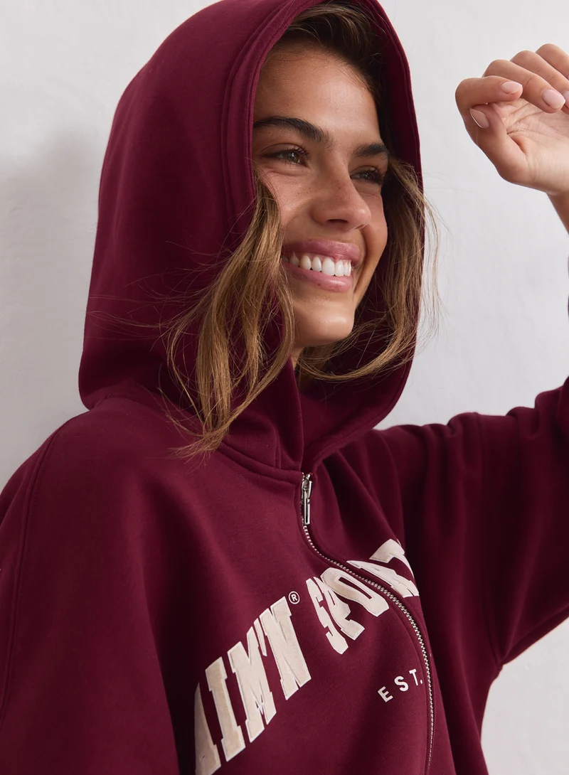 Merlot Varsity Sweat Zip Hood