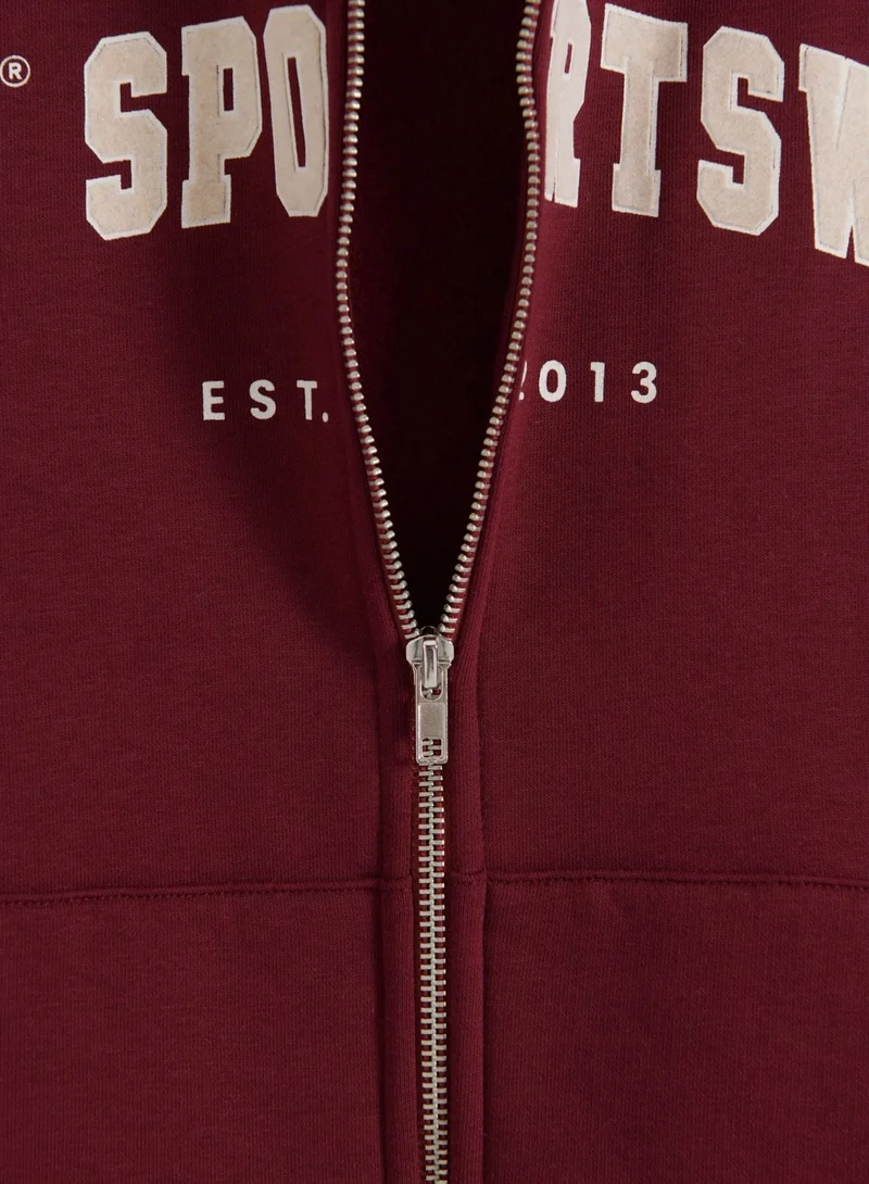 Merlot Varsity Sweat Zip Hood