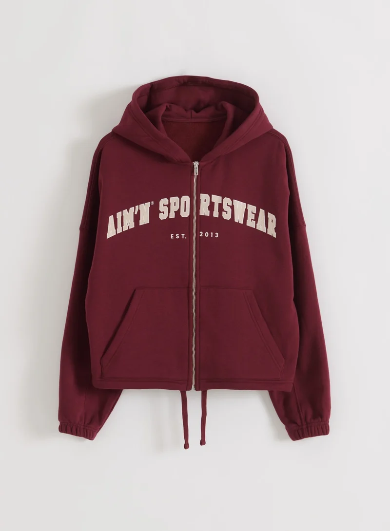Merlot Varsity Sweat Zip Hood